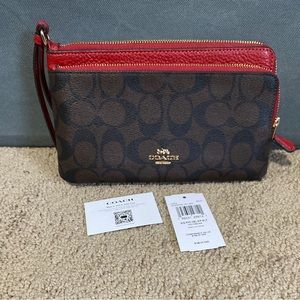 Coach Double Zip Wristlet in Signature Canvas